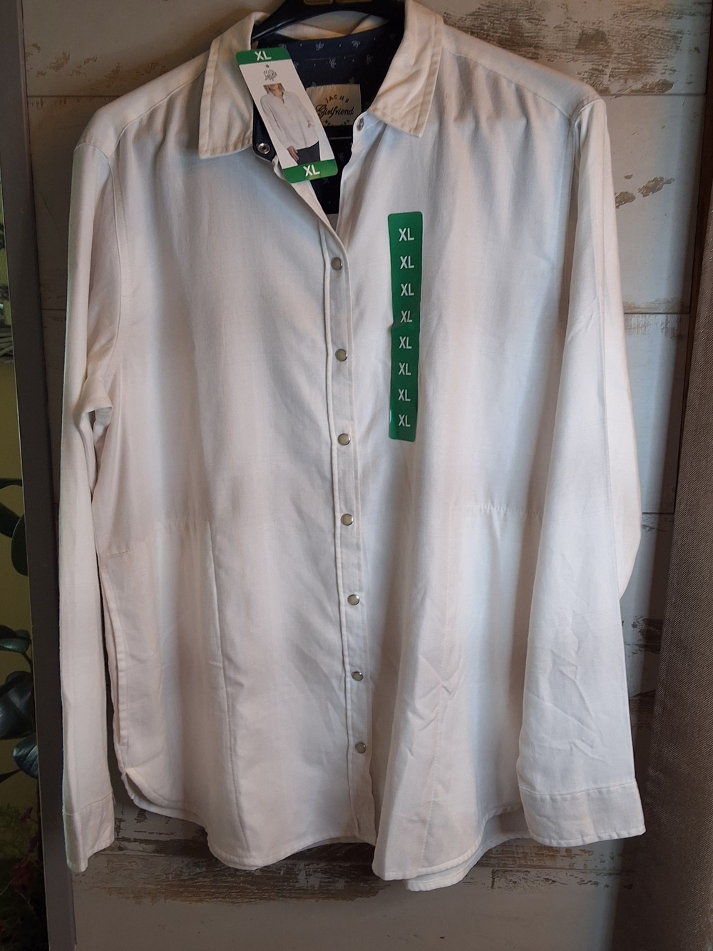 JACHS Girlfriend Womens Soft White Pearl Snaps XL